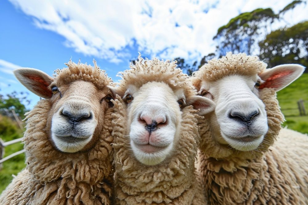 3 sheeps animal livestock mammal.