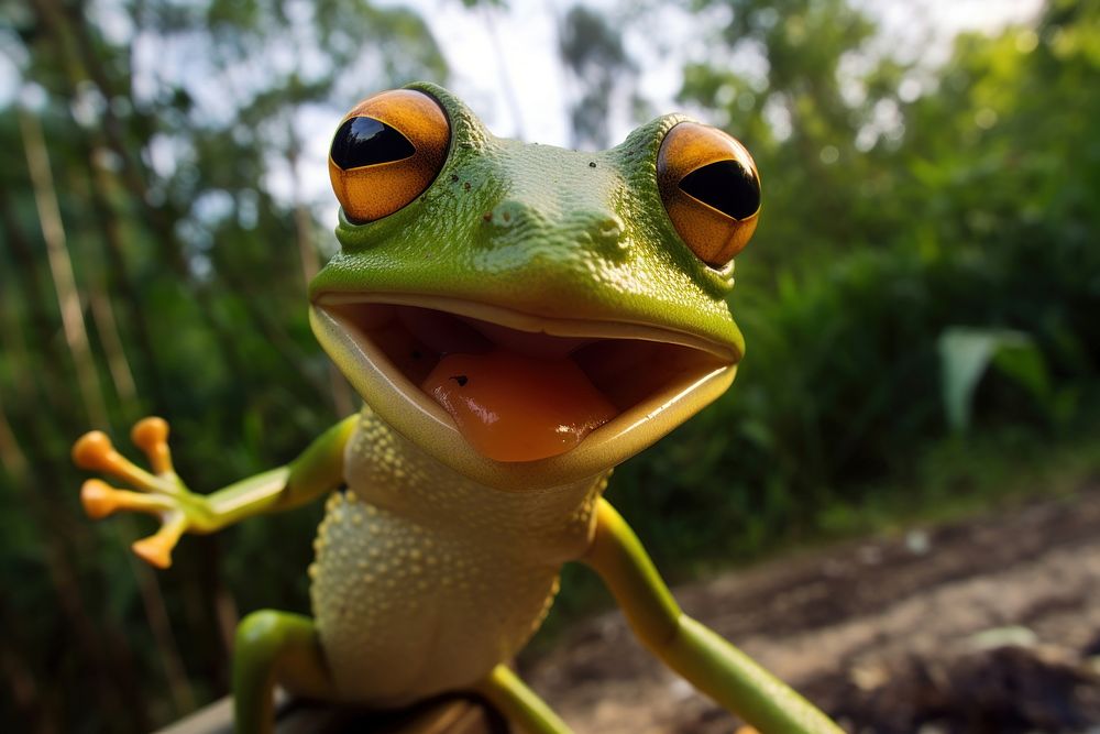 Selfie of a frog animal amphibian wildlife.