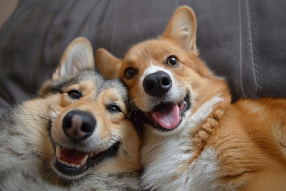 Corgi and cat animal mammal puppy.