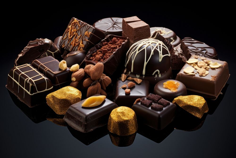 Chocolates nuts dessert food.