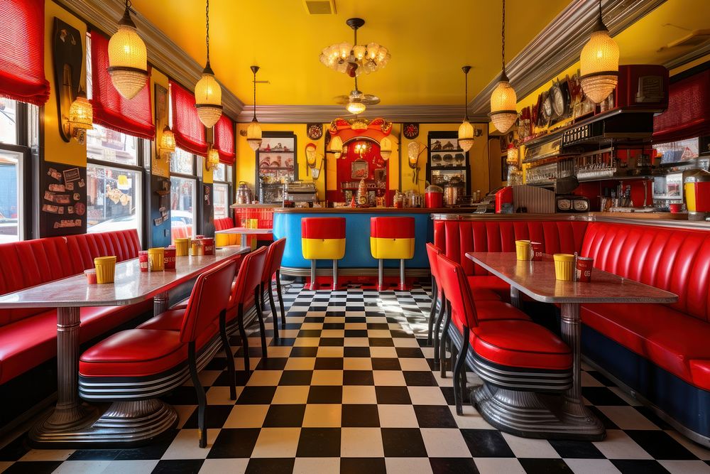 Vintage diner restaurant furniture chair.