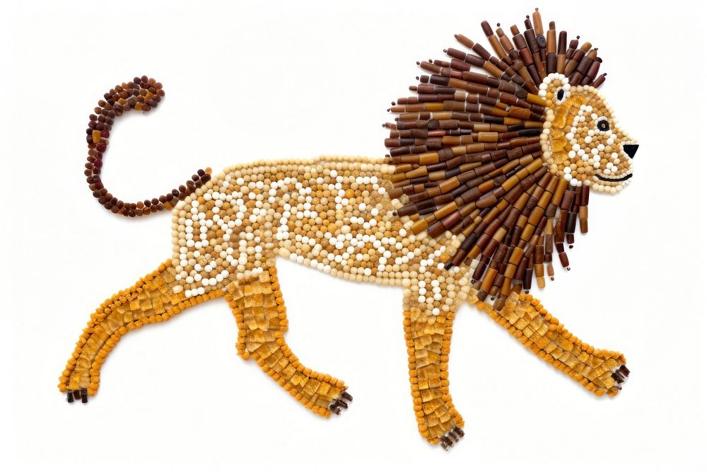  Lion art craft white background. AI generated Image by rawpixel.