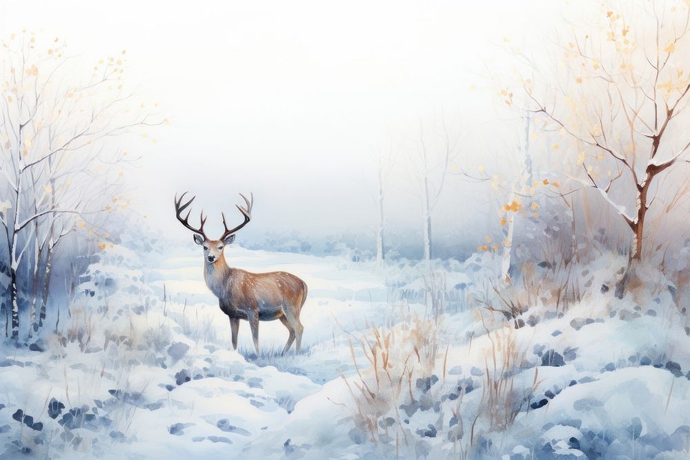 Winter with deer landscape wildlife animal.