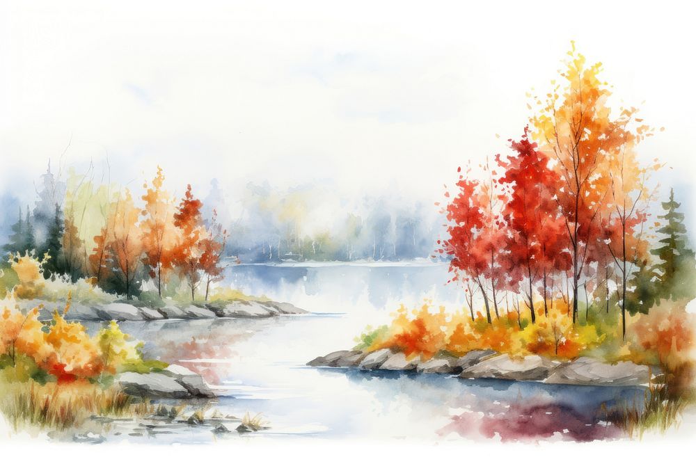 Autumn life landscape painting outdoors.