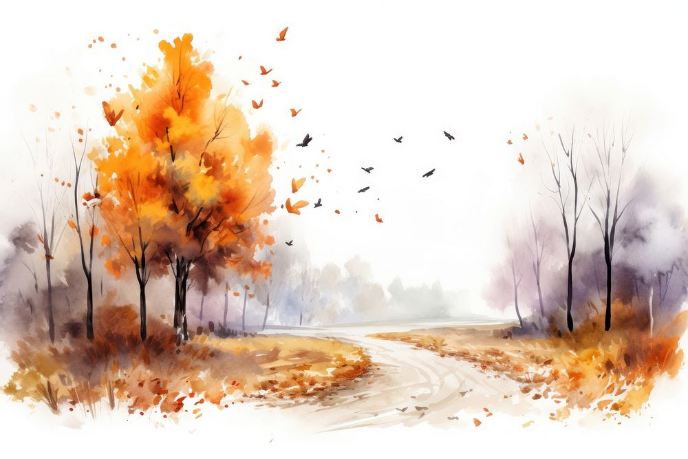 Autumn life landscape painting outdoors.