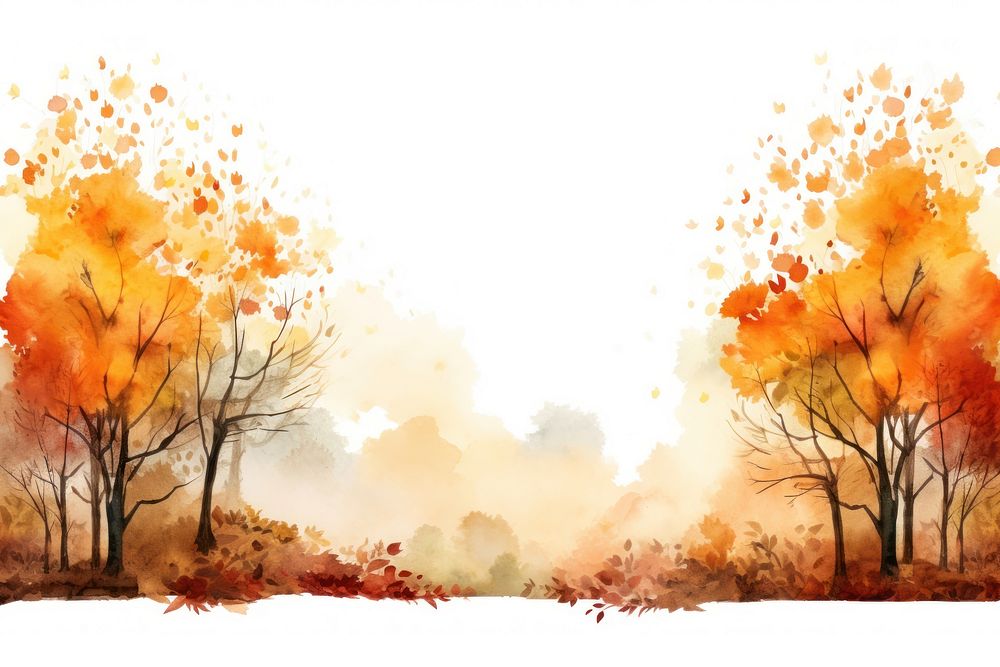 Autumn trees landscape outdoors painting.