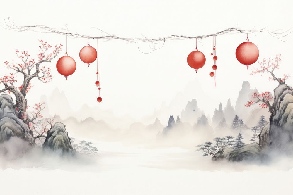 Chinese element border outdoors painting hanging.