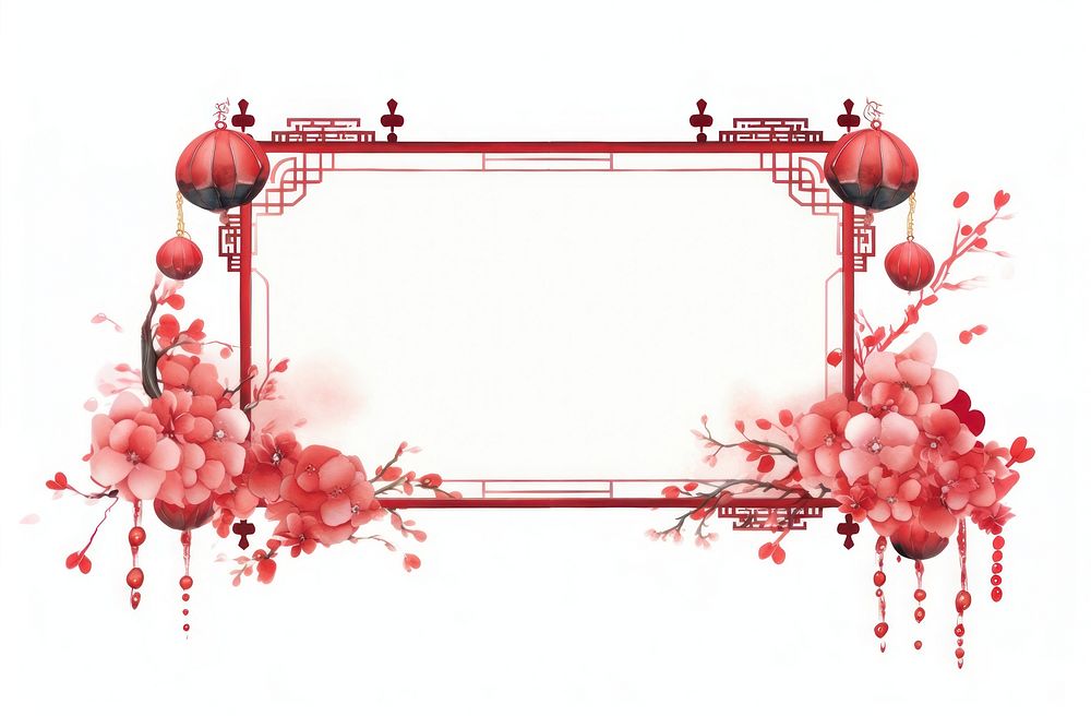Red chinese element border plant architecture celebration.