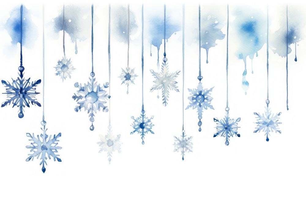 Snowflakes hanging white backgrounds.
