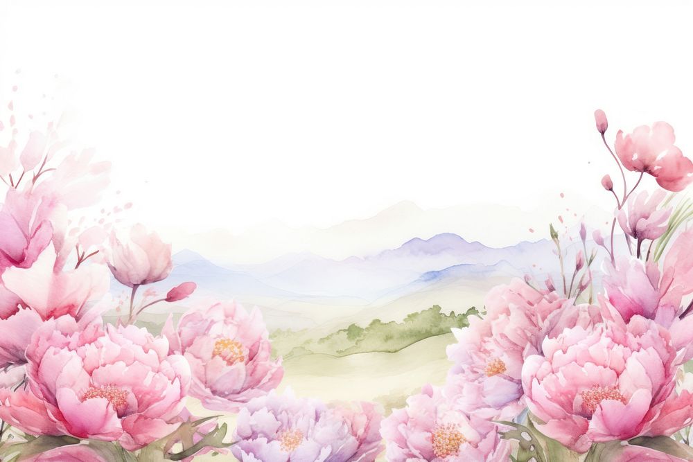 Peony garden landscape outdoors painting.