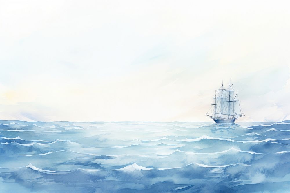 Sea with ship sailboat outdoors painting.