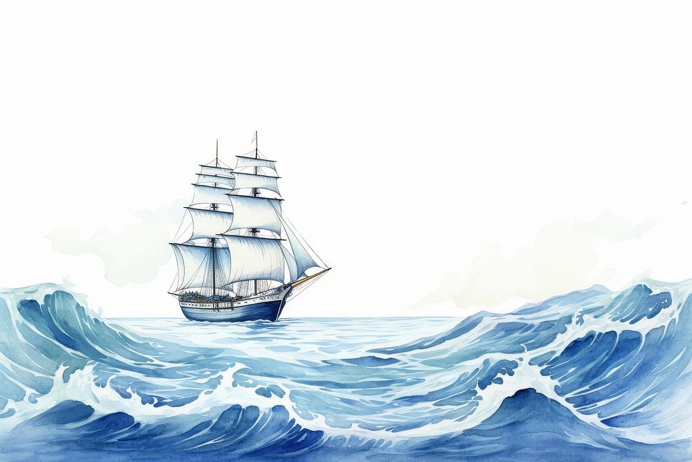 Sea with ship sailboat outdoors painting.