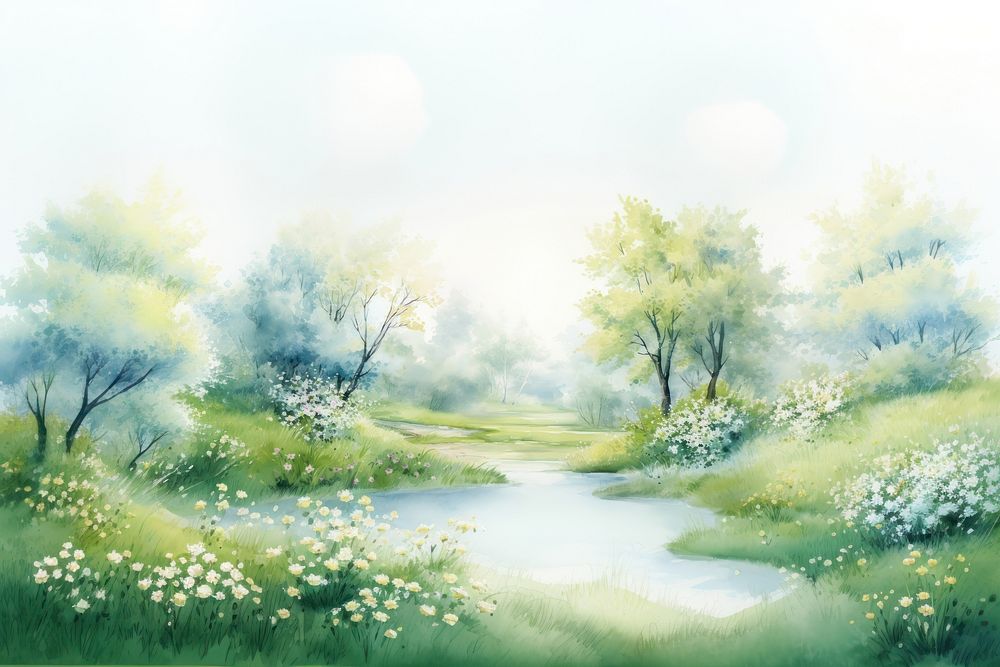 Spring life landscape painting outdoors.