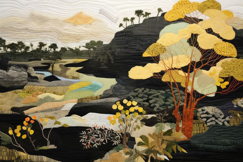 Bali landscape painting tapestry.