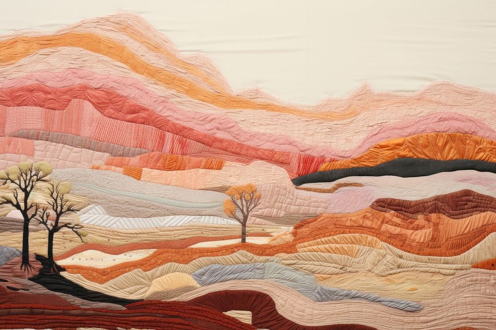 Desert landscape painting quilt.