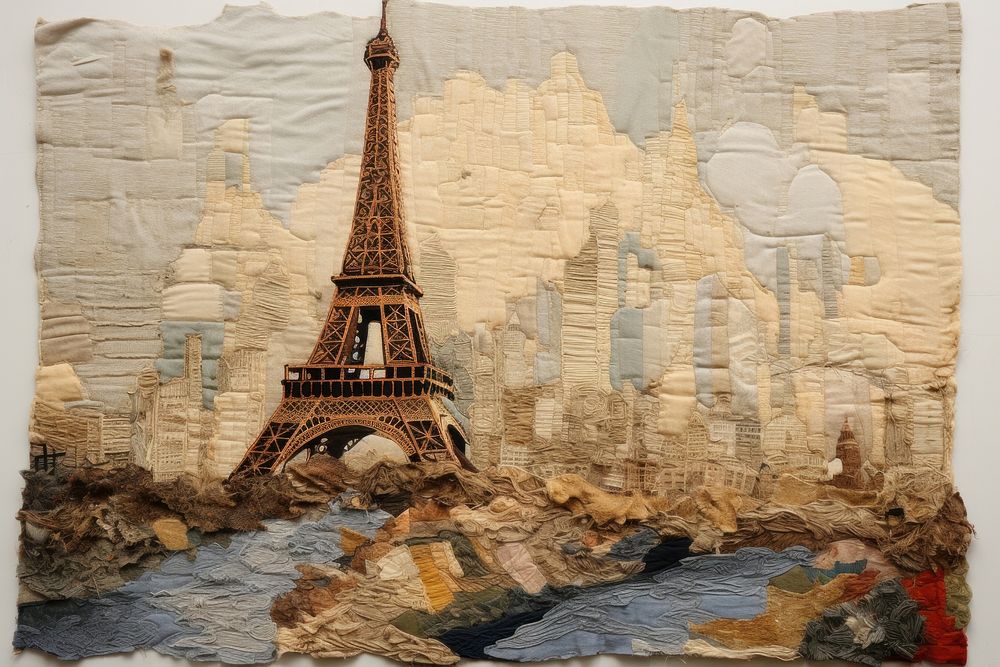 Eiffel tower architecture building painting.