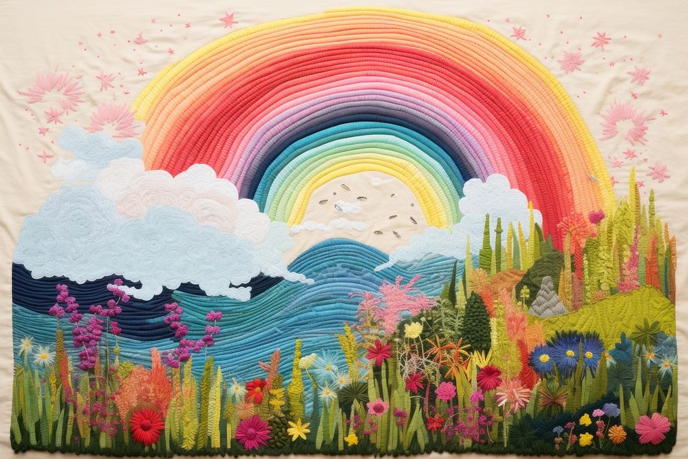 Rainbow landscape painting rainbow.