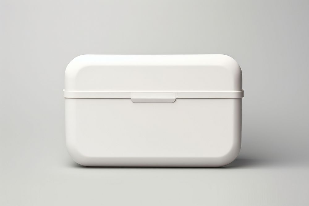 Lunch box packaging  gray studio shot rectangle.
