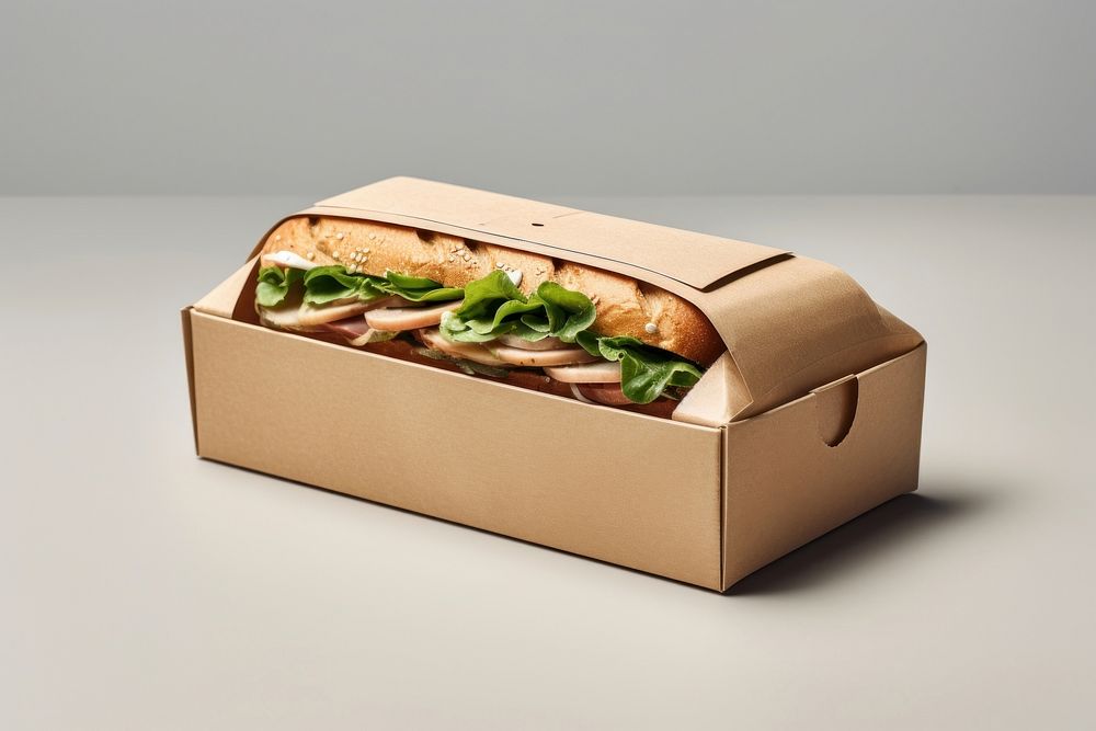 Sandwich box packaging  cardboard lunch food.