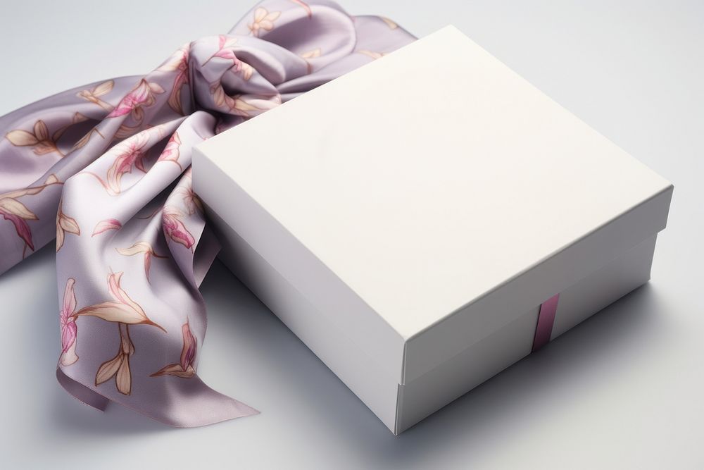 Silk scarf box packaging  studio shot celebration anniversary.