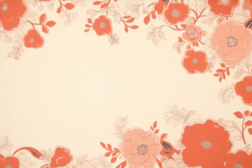Flower border Washi paper backgrounds pattern art.
