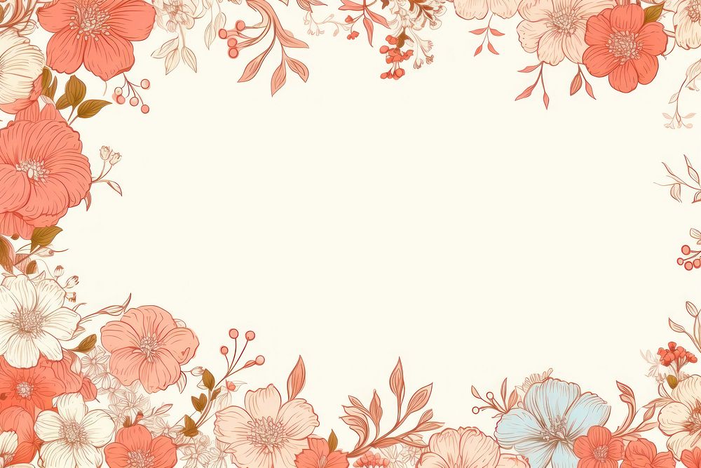 Flower border Washi paper backgrounds pattern plant.