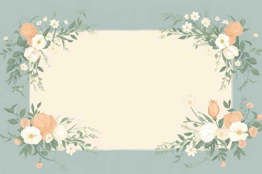 Tea leaveswedding flower frame border pattern graphics envelope. AI generated Image by rawpixel.