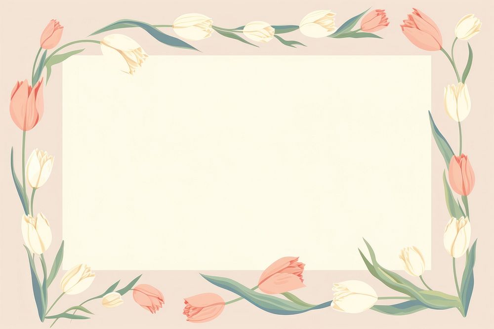 Tulip backgrounds pattern frame. AI generated Image by rawpixel.