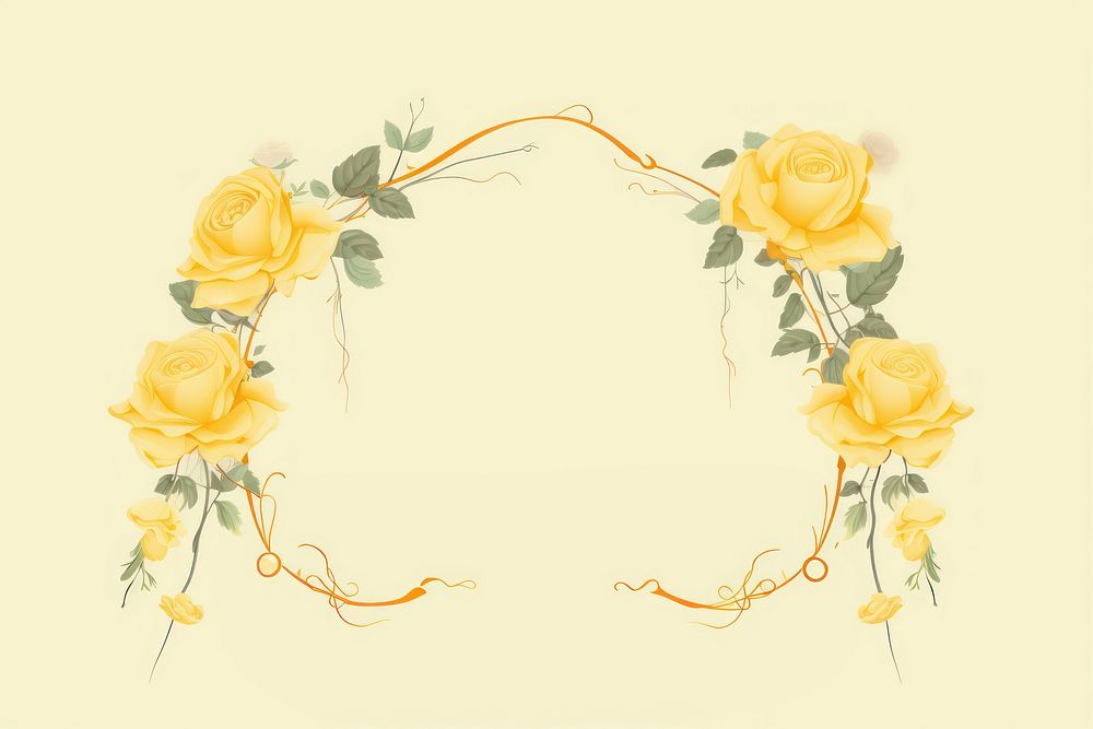 Yellow rose frame pattern flower plant. AI generated Image by rawpixel.