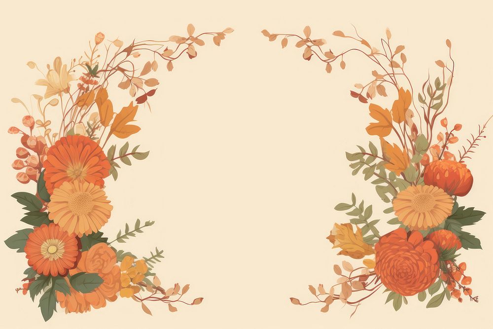 Autumn flower border frame pattern plant creativity. AI generated Image by rawpixel.