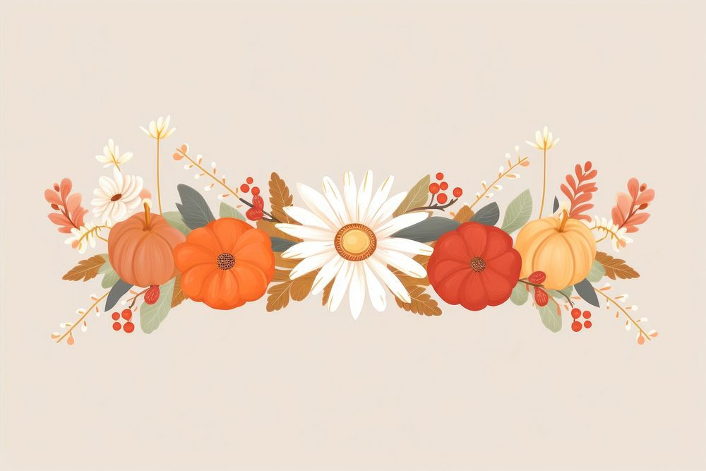 Autumn flower frame border pattern plant celebration.
