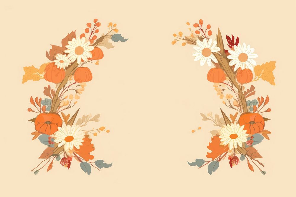 Autumn flower frame border backgrounds pattern plant. AI generated Image by rawpixel.