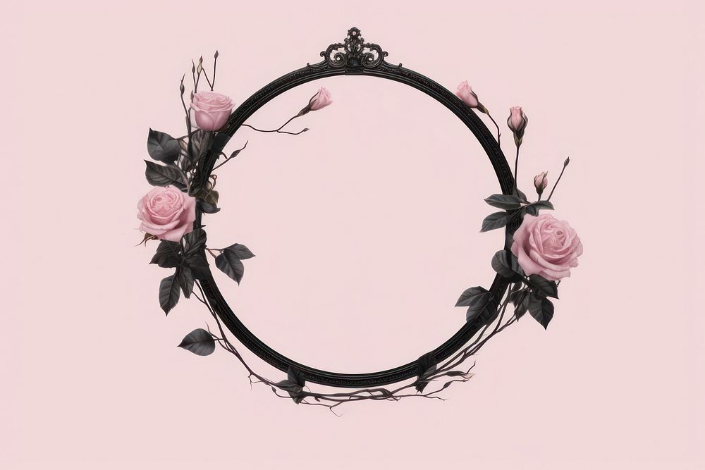 Black rose frame jewelry flower plant. AI generated Image by rawpixel.