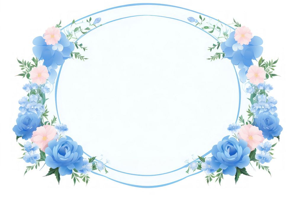 Blue flower frame pattern plant rose. AI generated Image by rawpixel.
