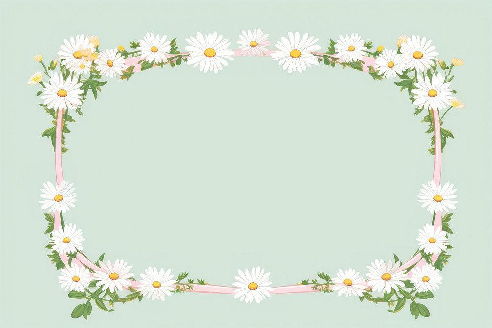 Daisy flower frame border pattern plant asteraceae. AI generated Image by rawpixel.