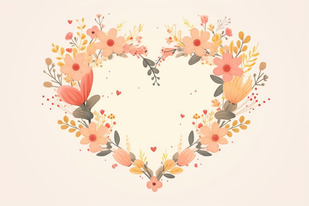 Heart shape frame pattern flower plant. AI generated Image by rawpixel.