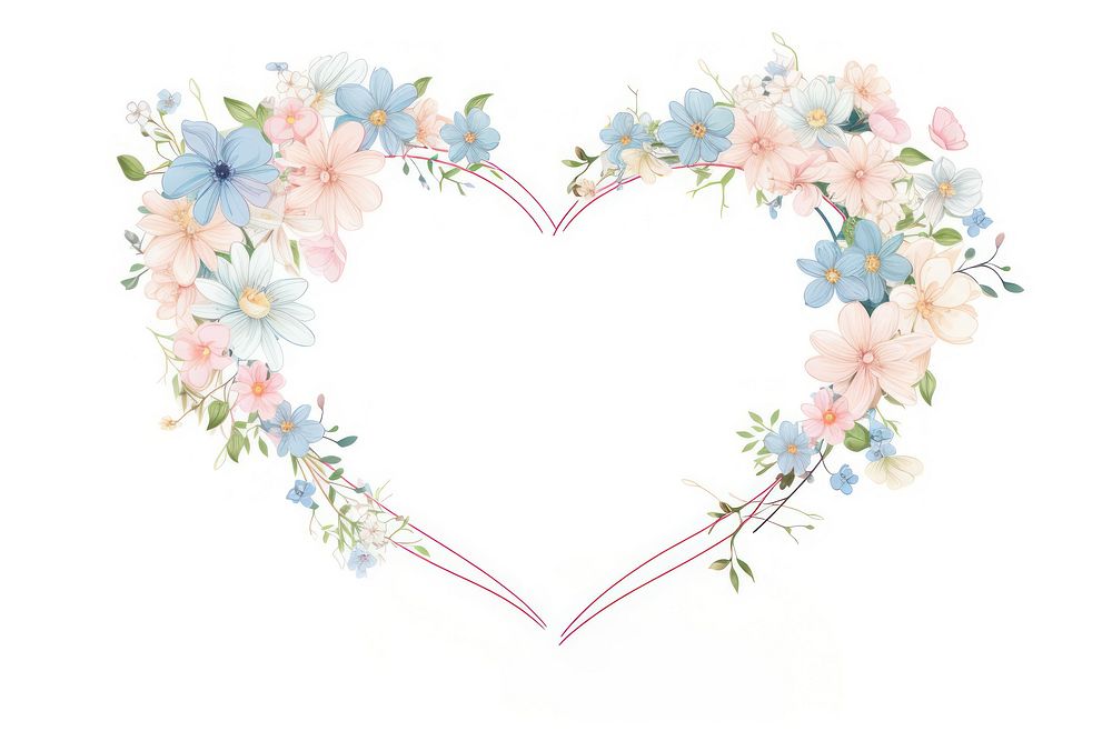 Heart shape flower frame pattern plant inflorescence. AI generated Image by rawpixel.