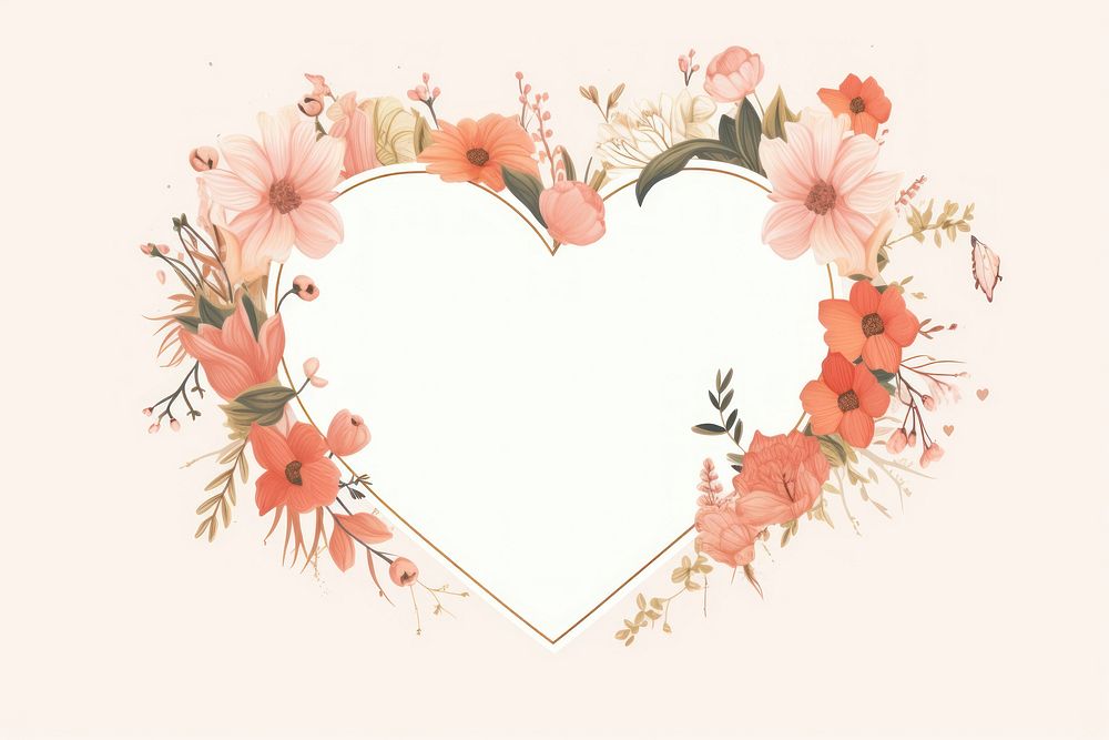Heart shape flower frame backgrounds pattern plant. AI generated Image by rawpixel.