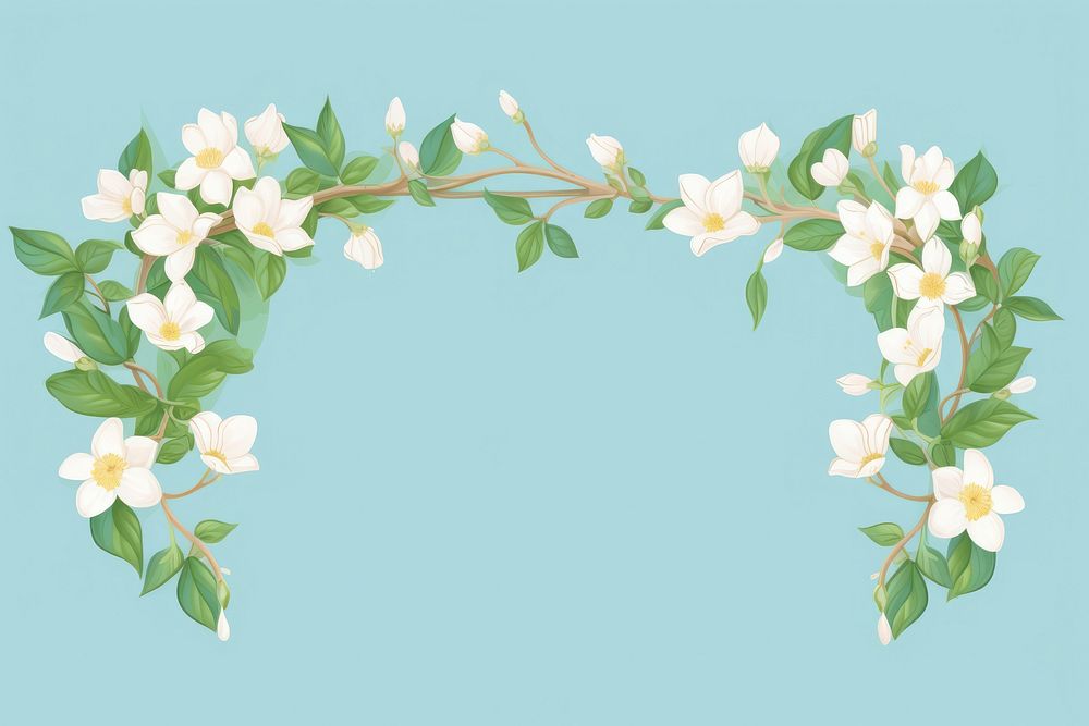 Jasmine frame flower blossom plant. AI generated Image by rawpixel.