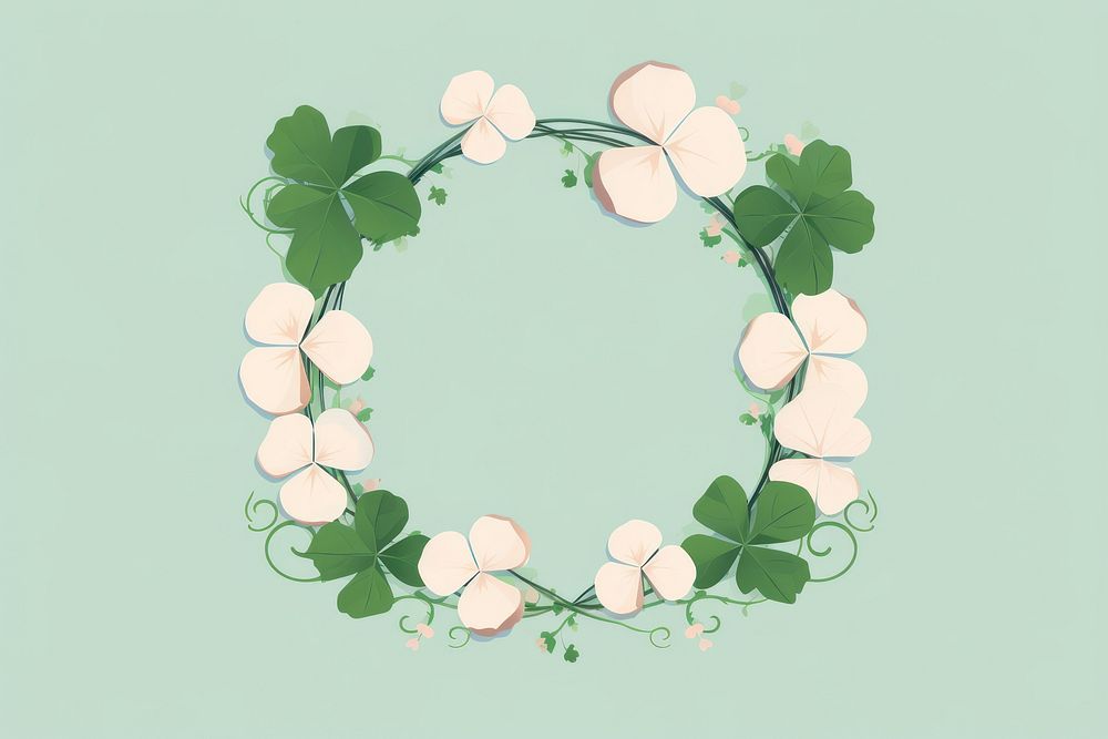 Lucky clover frame flower plant leaf. AI generated Image by rawpixel.