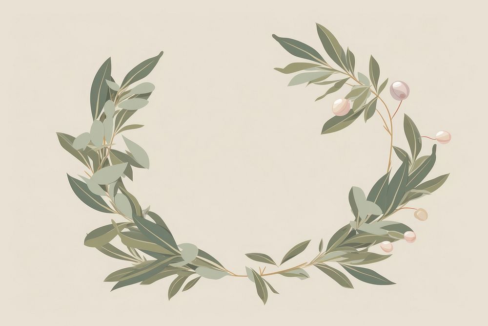 Olive leaf frame pattern flower wreath. AI generated Image by rawpixel.
