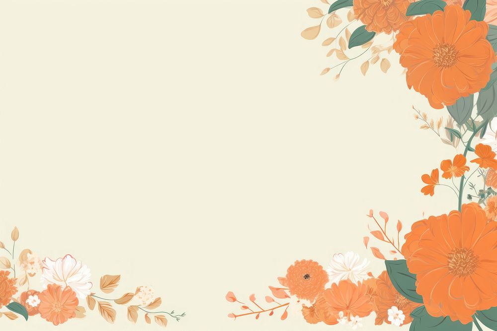 Orange flower frame backgrounds pattern plant. AI generated Image by rawpixel.