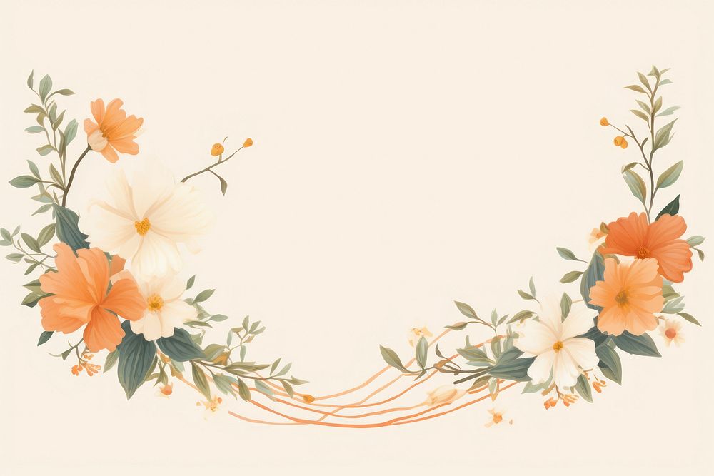 Orange flower frame pattern plant decoration. AI generated Image by rawpixel.