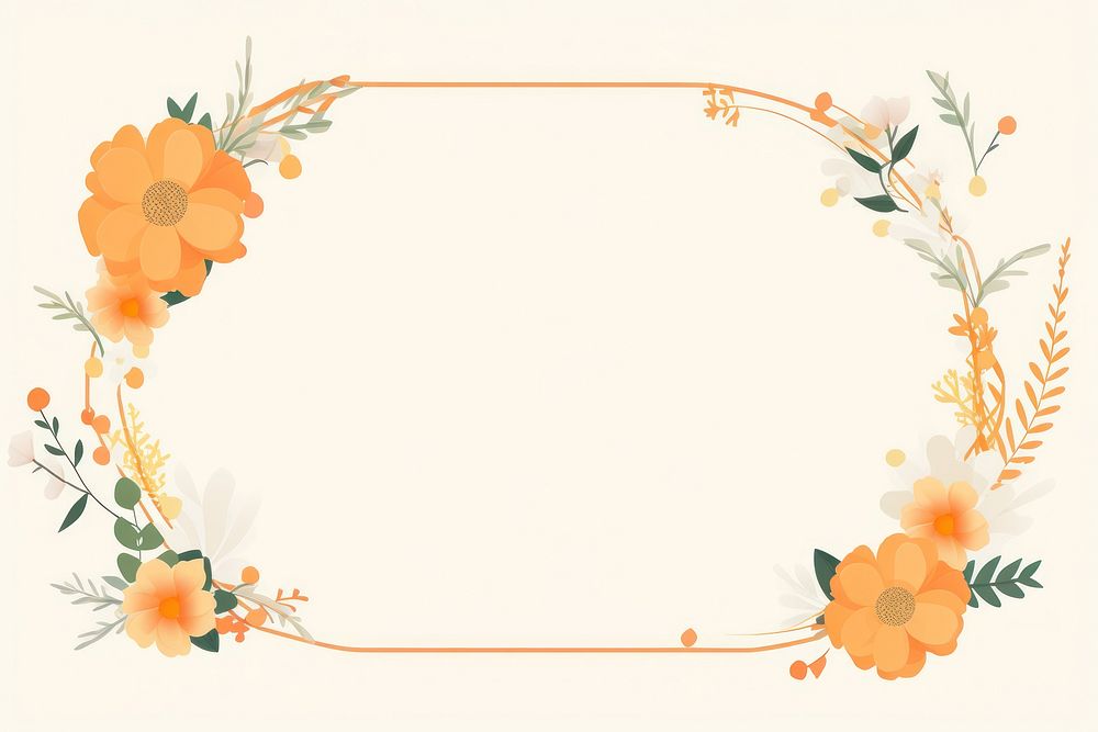 Orange flower frame pattern plant celebration. AI generated Image by rawpixel.