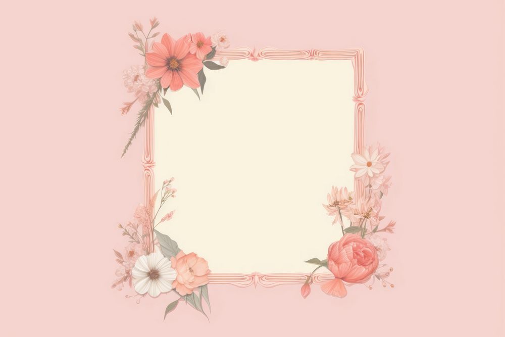 Pink flower frame backgrounds pattern plant. AI generated Image by rawpixel.