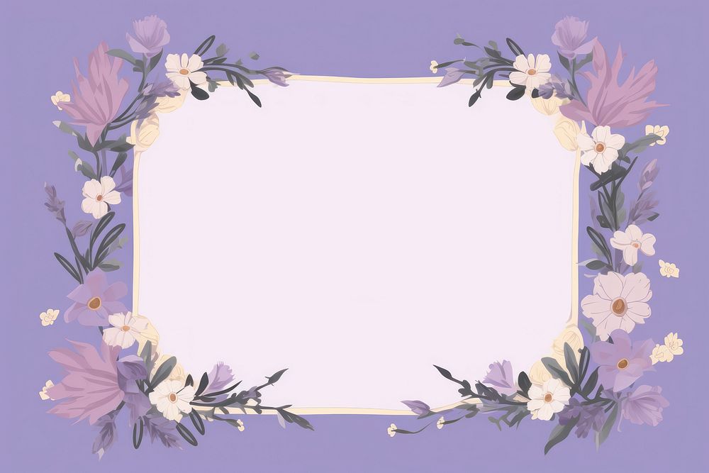 Purple flower frame pattern plant fragility. AI generated Image by rawpixel.
