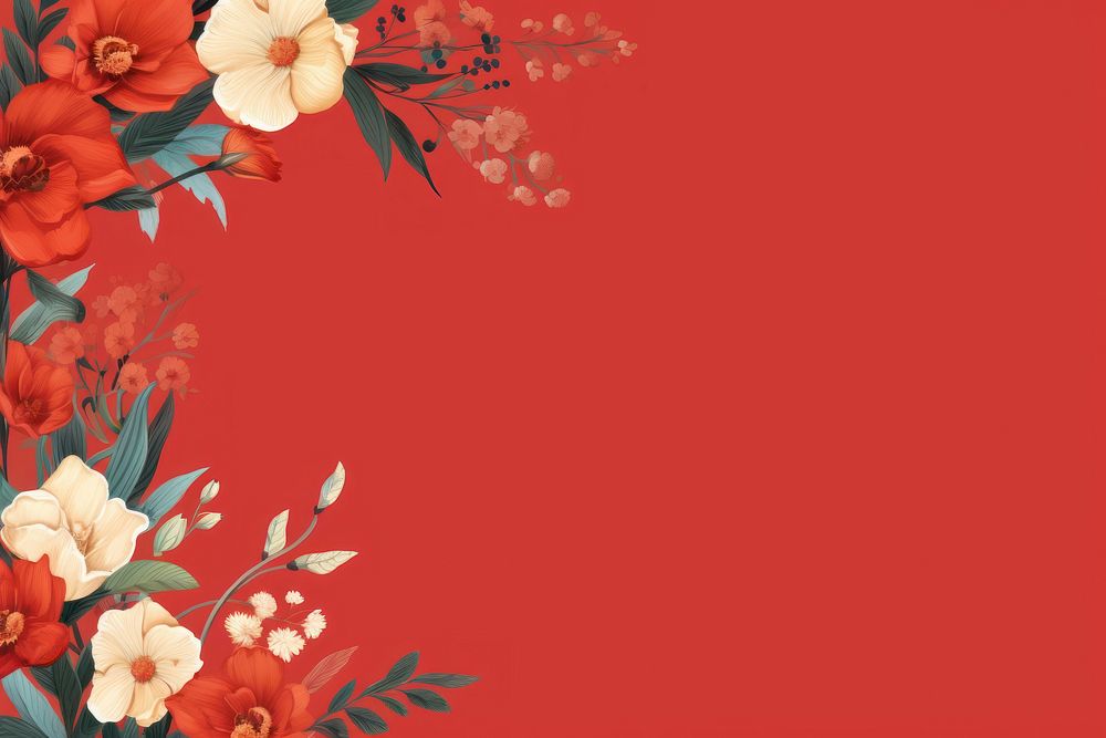 Red flower frame backgrounds pattern plant. AI generated Image by rawpixel.