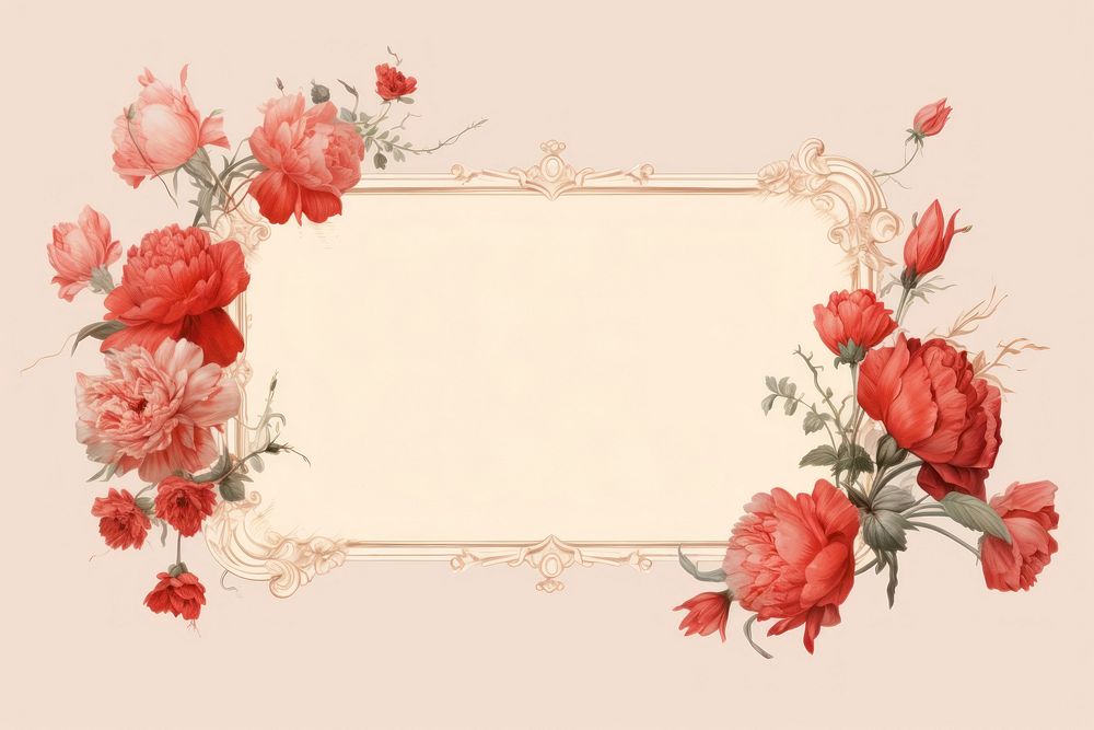 Red flower frame pattern plant rose. AI generated Image by rawpixel.