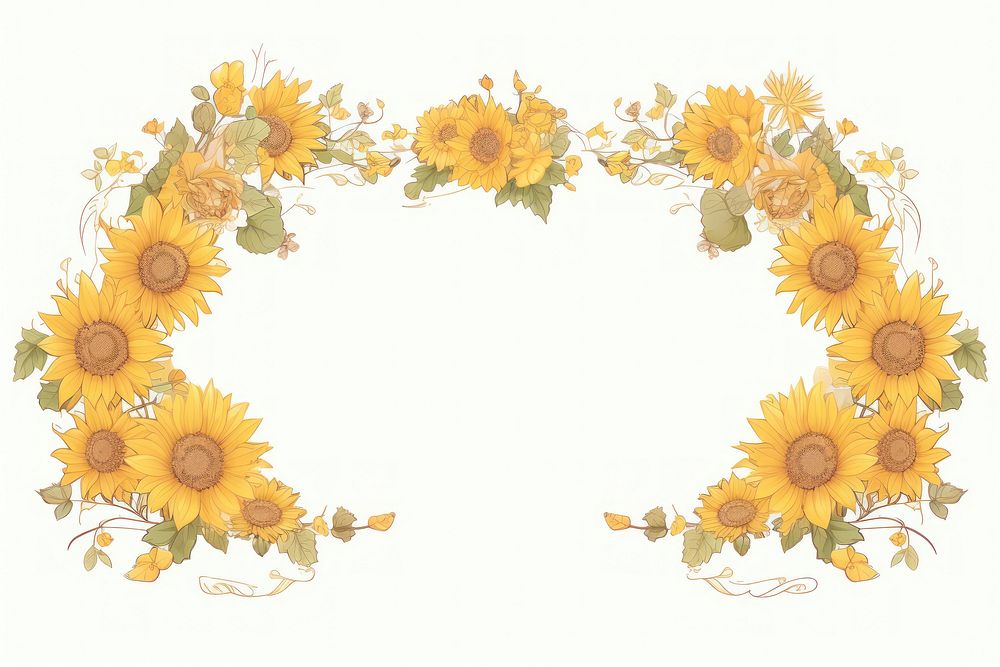 Sunflower frame pattern plant asterales. AI generated Image by rawpixel.