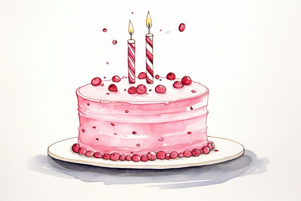 Birthday cake dessert cartoon sketch.